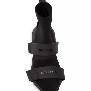 Balmain B Bold Strap Knit & Suede High-Top Sneakers